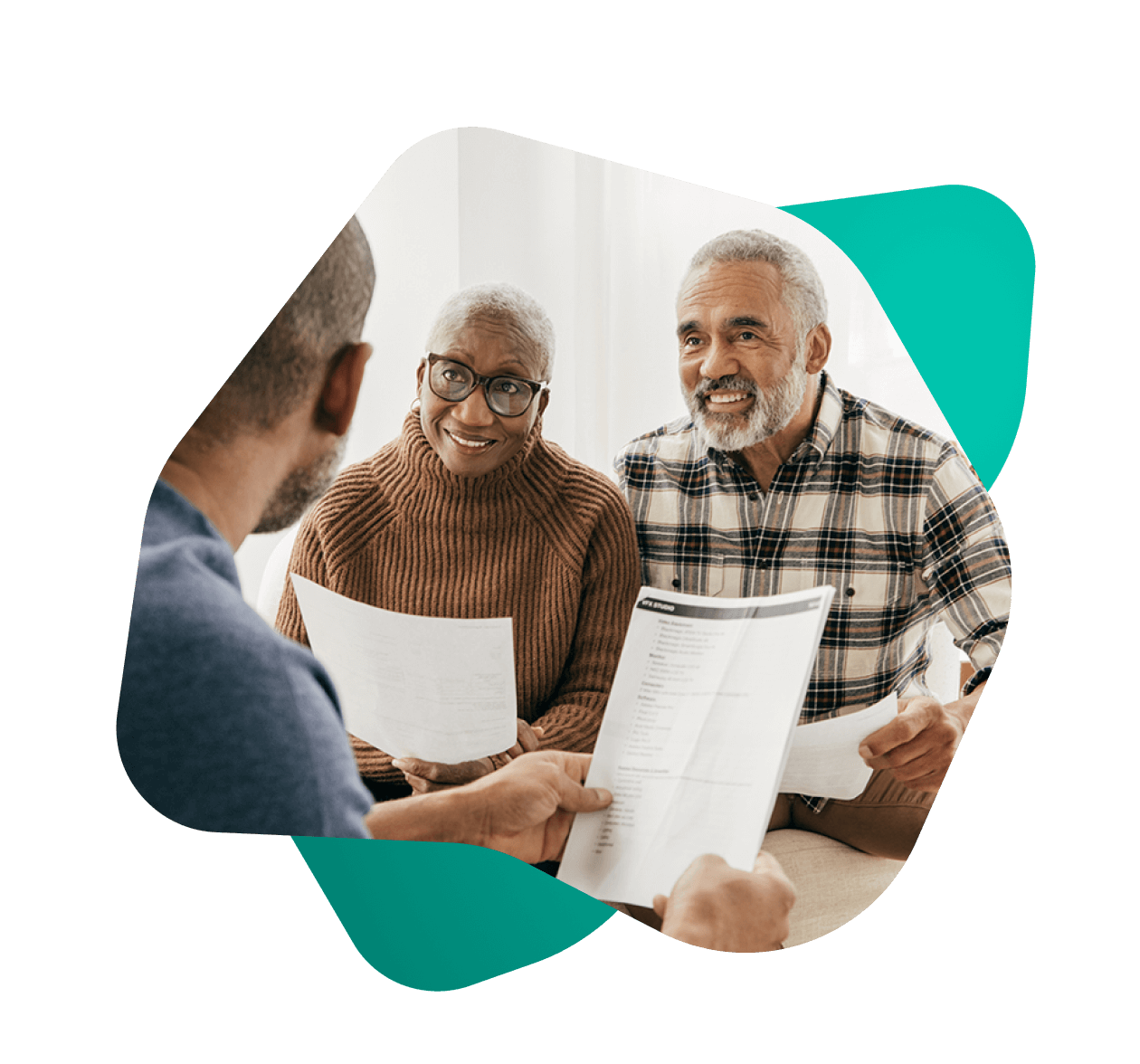 Bank advisor discussing saving plans and tax savings opportunities with customers